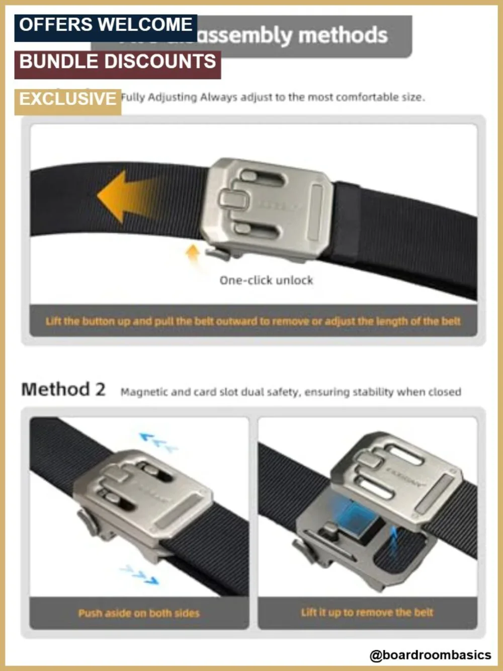Heavy Duty Nylon Ratchet Belt No-Hole Automatic Slide Buckle Tactical Casual